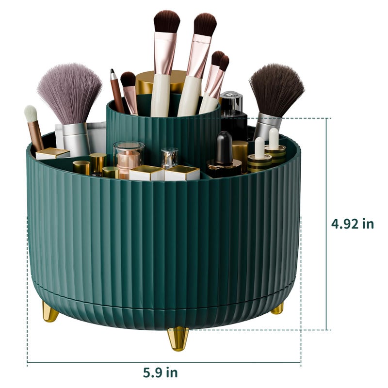 fanado 360 Rotate Makeup Brush Holder Organizer, Makeup Organizers Countertop, Makeup organization and Skincare Storage for Vanity, Desktop, Bathroom (Green) - Image 4